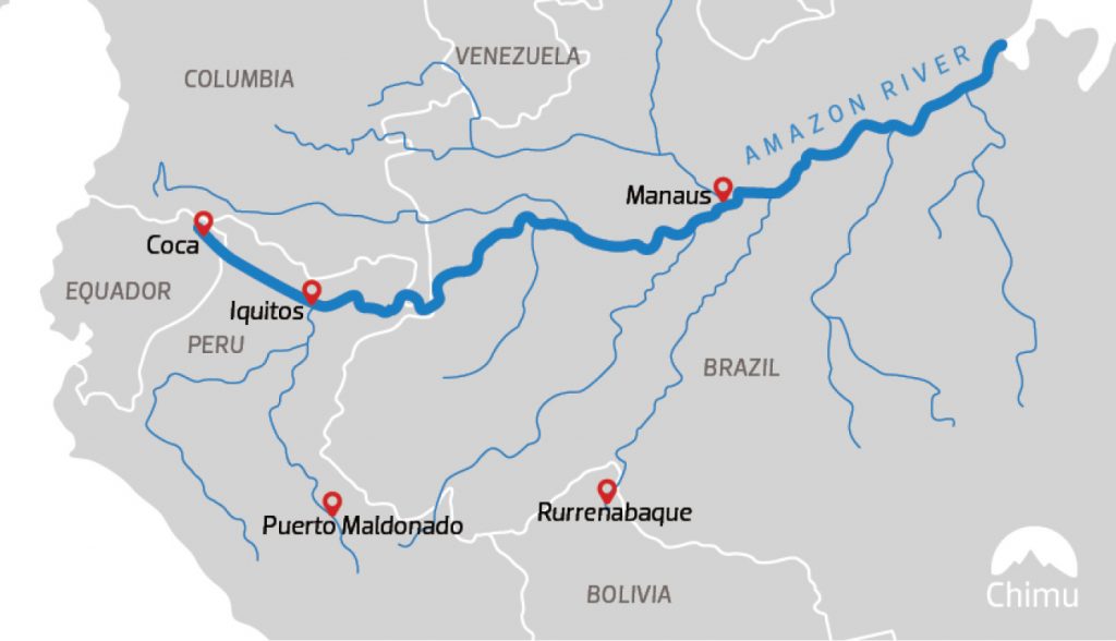 El sistema del Río Amazonas serpentea a través de nueve países de Sudamérica